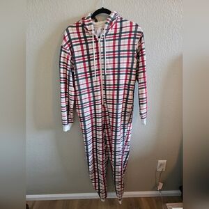 Fabletics Red and Gray Plaid Zip-Up Hoodie